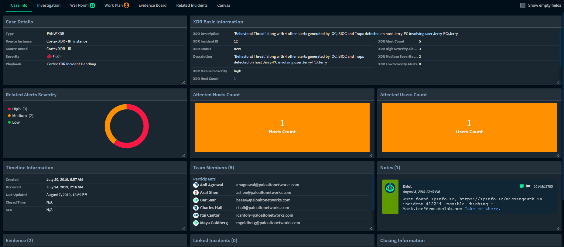 Demisto v5.0 improves SOAR with a completely redesigned incident summary page.