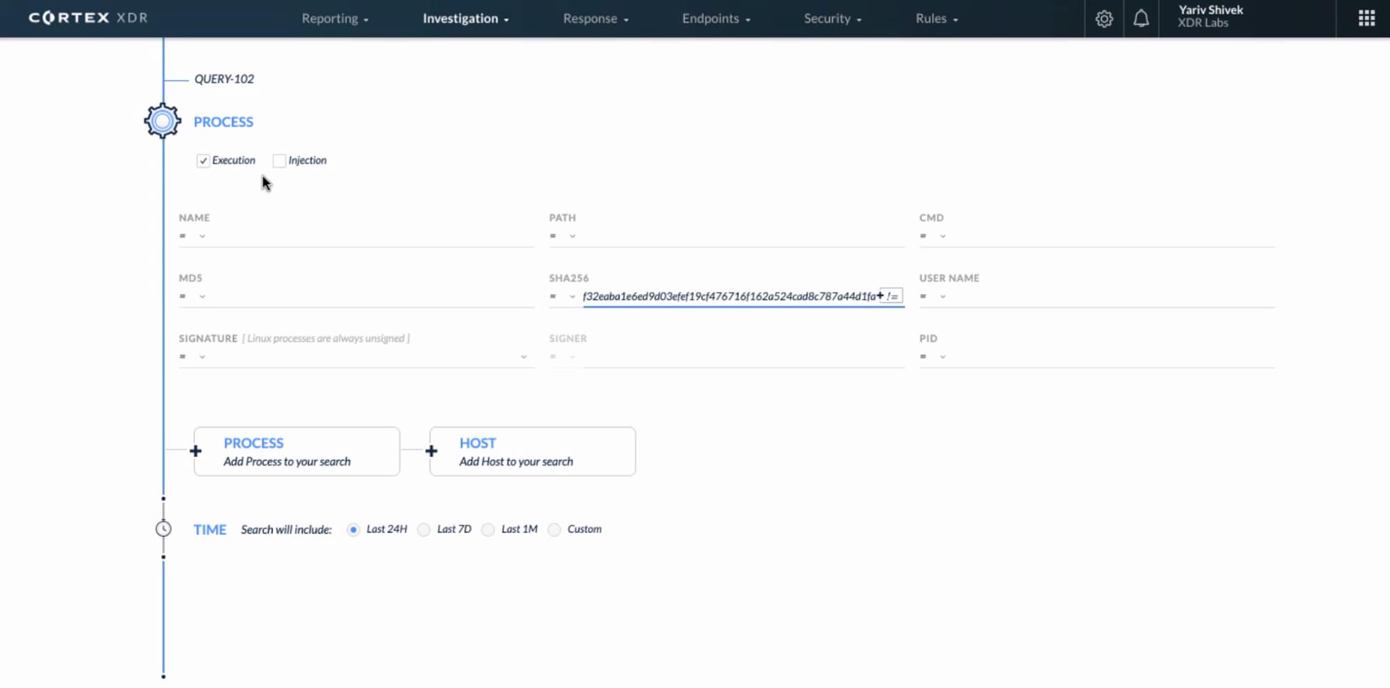 This screenshot shows the AI side of the investigation in this customer story, including information from Cortex XDR. 