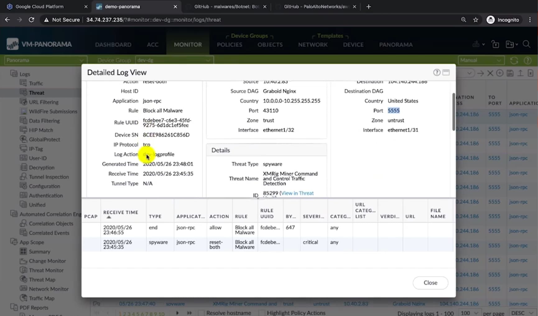 A screenshot from Sudeep Padiyar's demonstration in "What's New in Hybrid Cloud Security: Speed, Scalability and Containers."