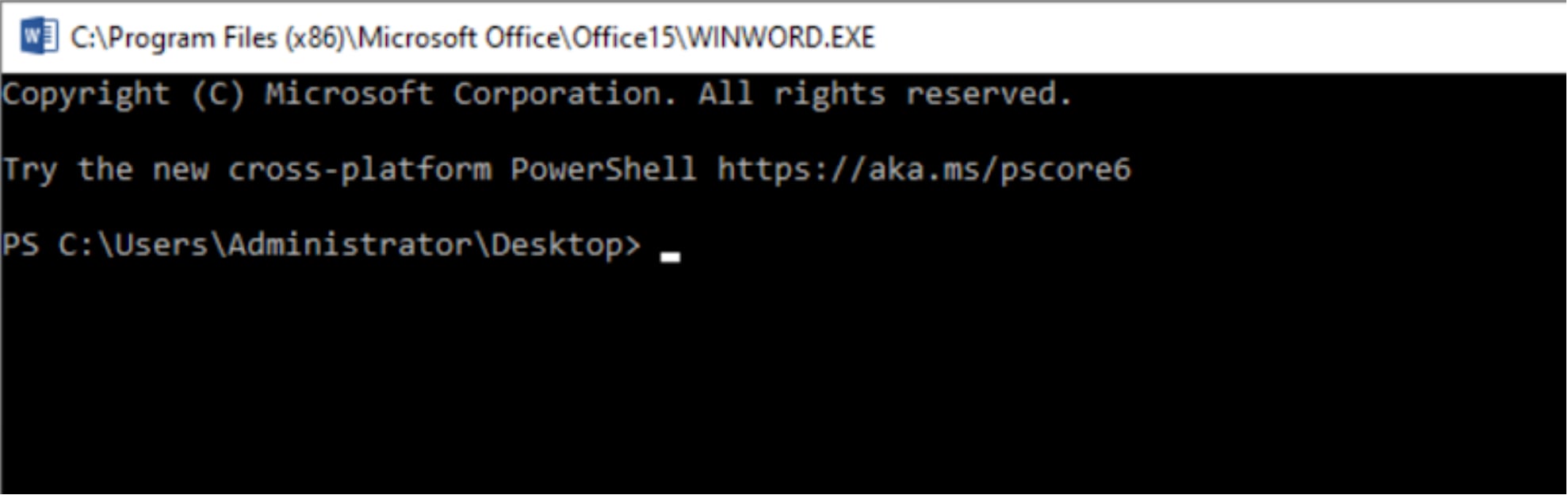 Image of how VBA-RunPE Spawns a PowerShell terminal disguised as Microsoft Word