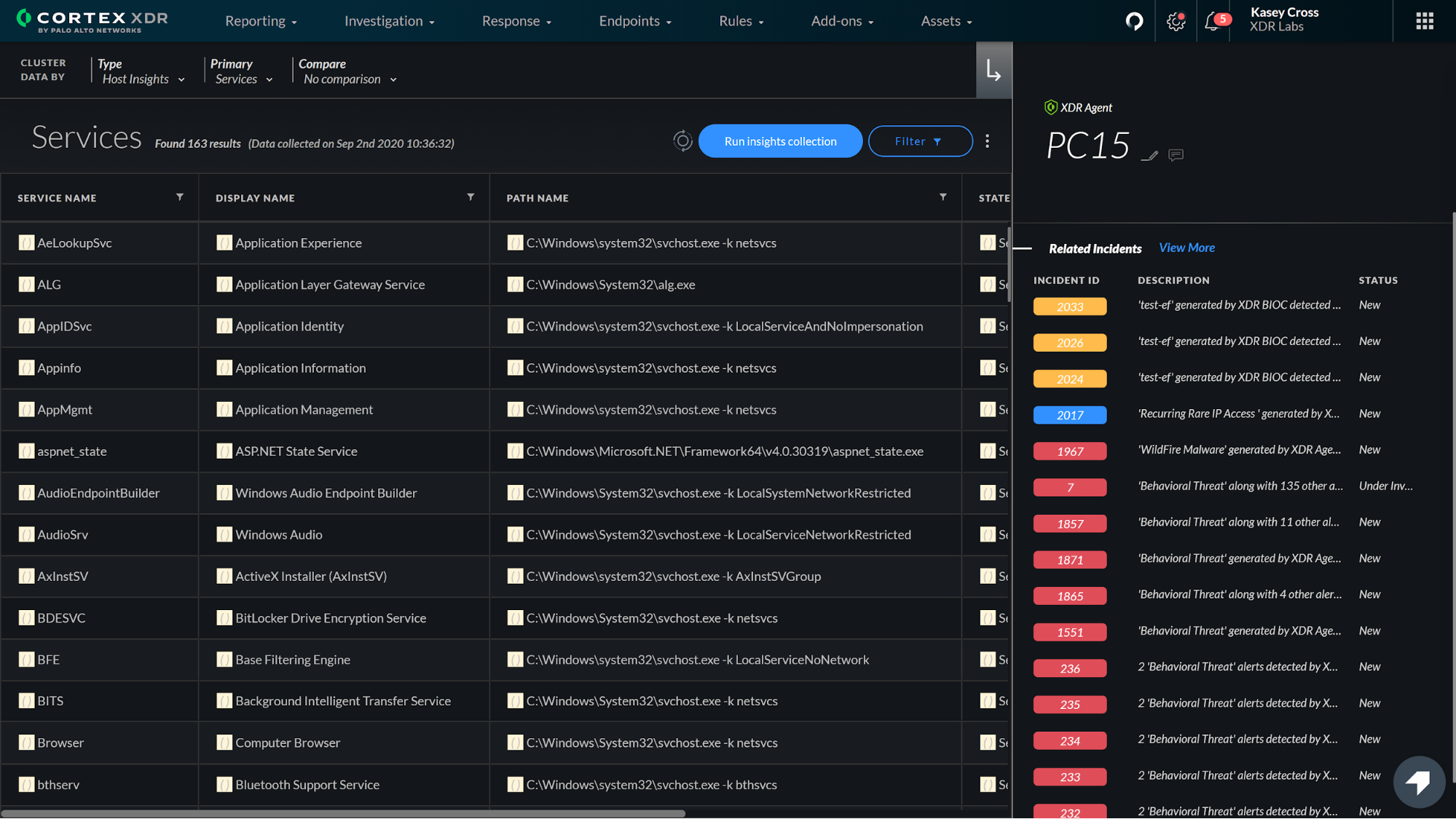 The screenshot shows an example of the new Asset View in Cortex XDR 2.5.