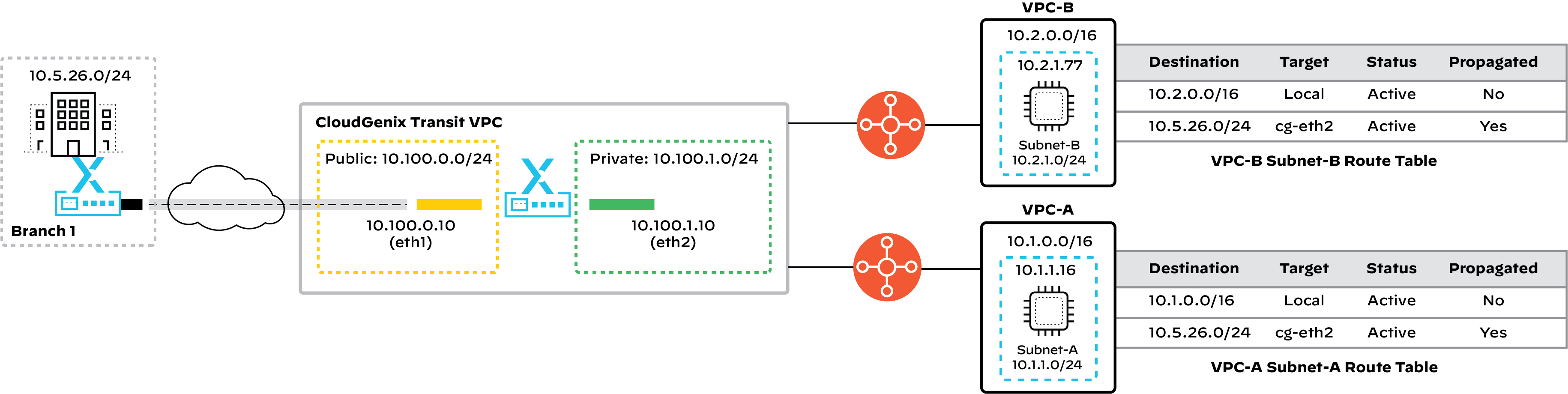 Extending CloudGenix SD-WAN fabric to AWS using VPC peering with static routes