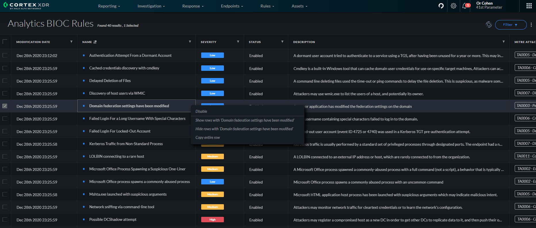 Strong defense against SolarStorm includes using detection rules that identify attacks targeting Azure AD, as shown here in the Cortex XDR interface. 