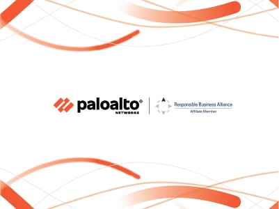 The Responsible Business Alliance logo is shown alongside the Palo Alto Networks logo