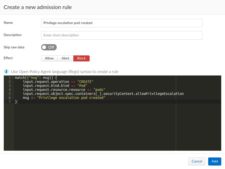 Creating a privilege escalation rule in Prisma Cloud using Rego syntax