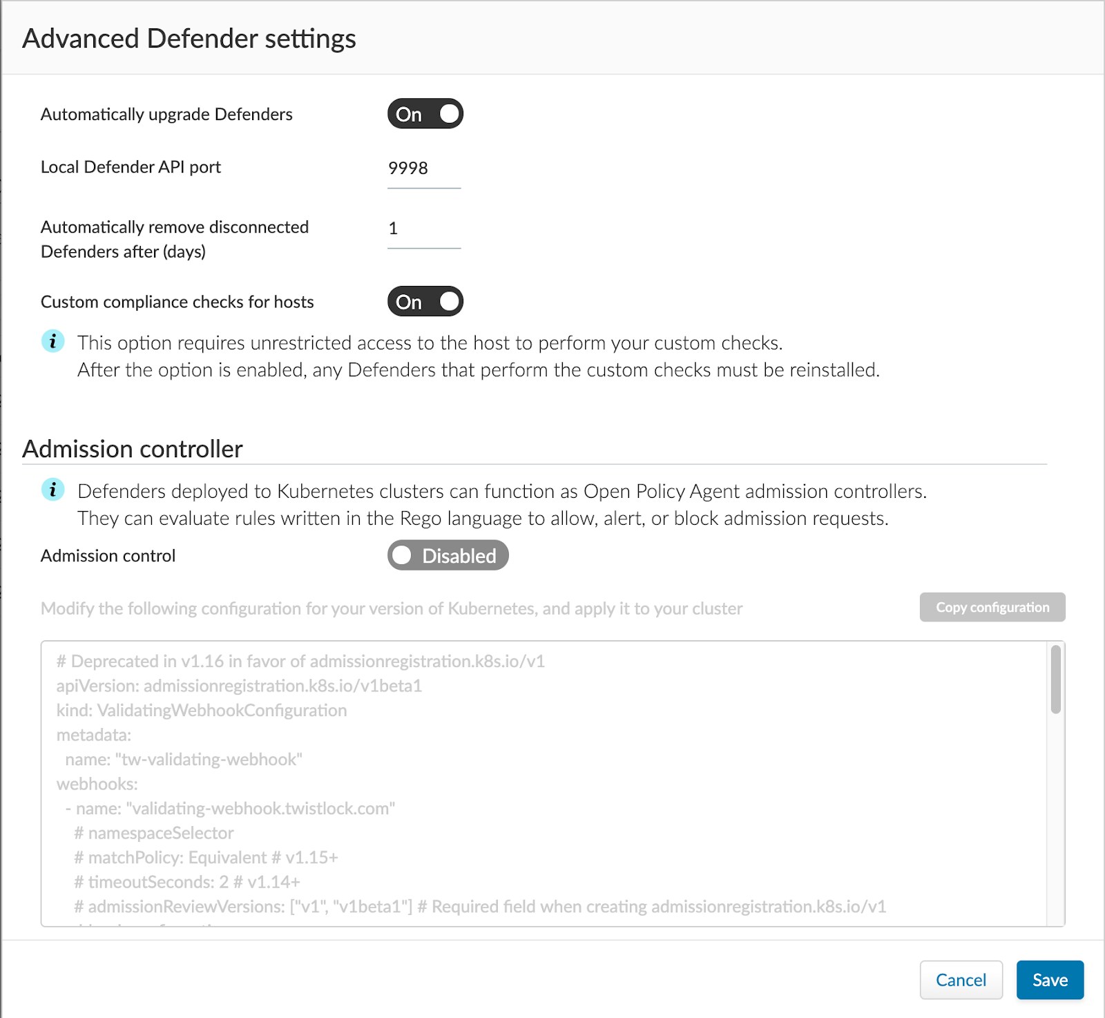 Enabling custom compliance checks using advanced settings in Prisma Cloud