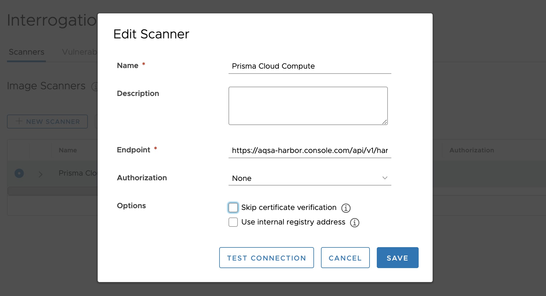 Adding Prisma Cloud as an image scanner in Harbor