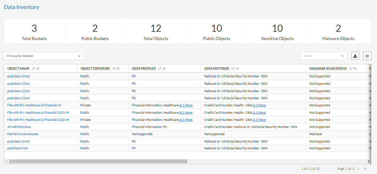 Data inventory in Prisma Cloud