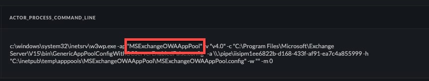 Figure 2: w3wp.exe process with MSExchangeOWAAppPool.