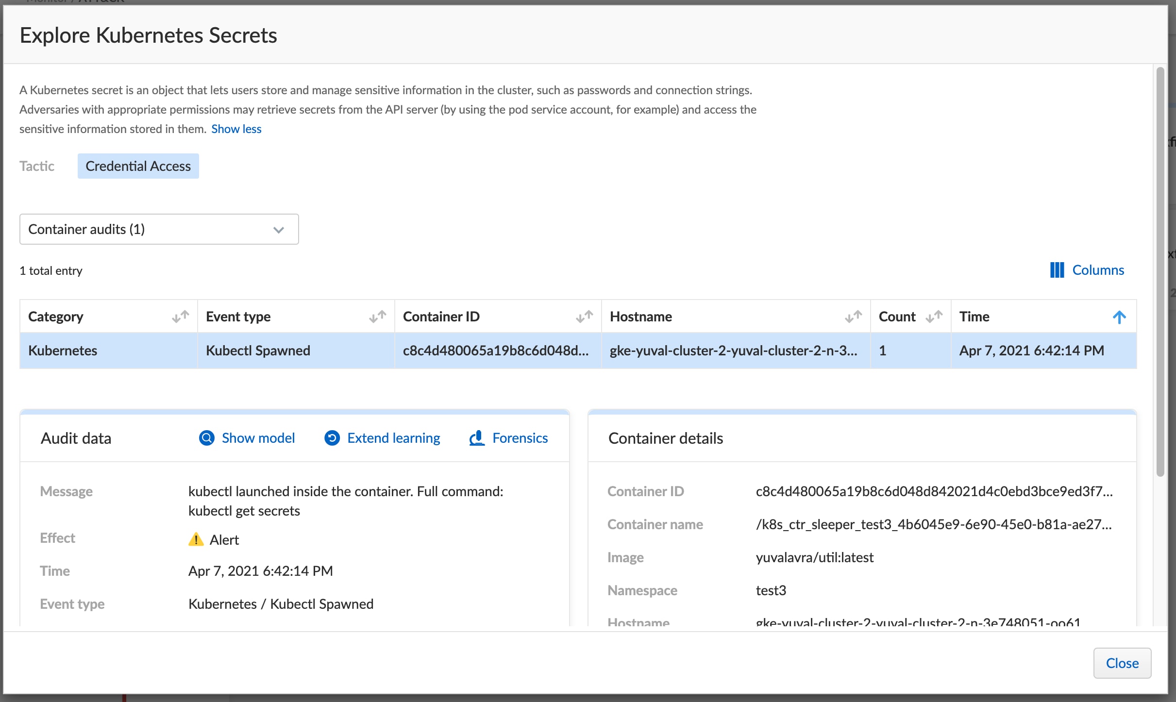 Kubernetes Secrets technique dialog