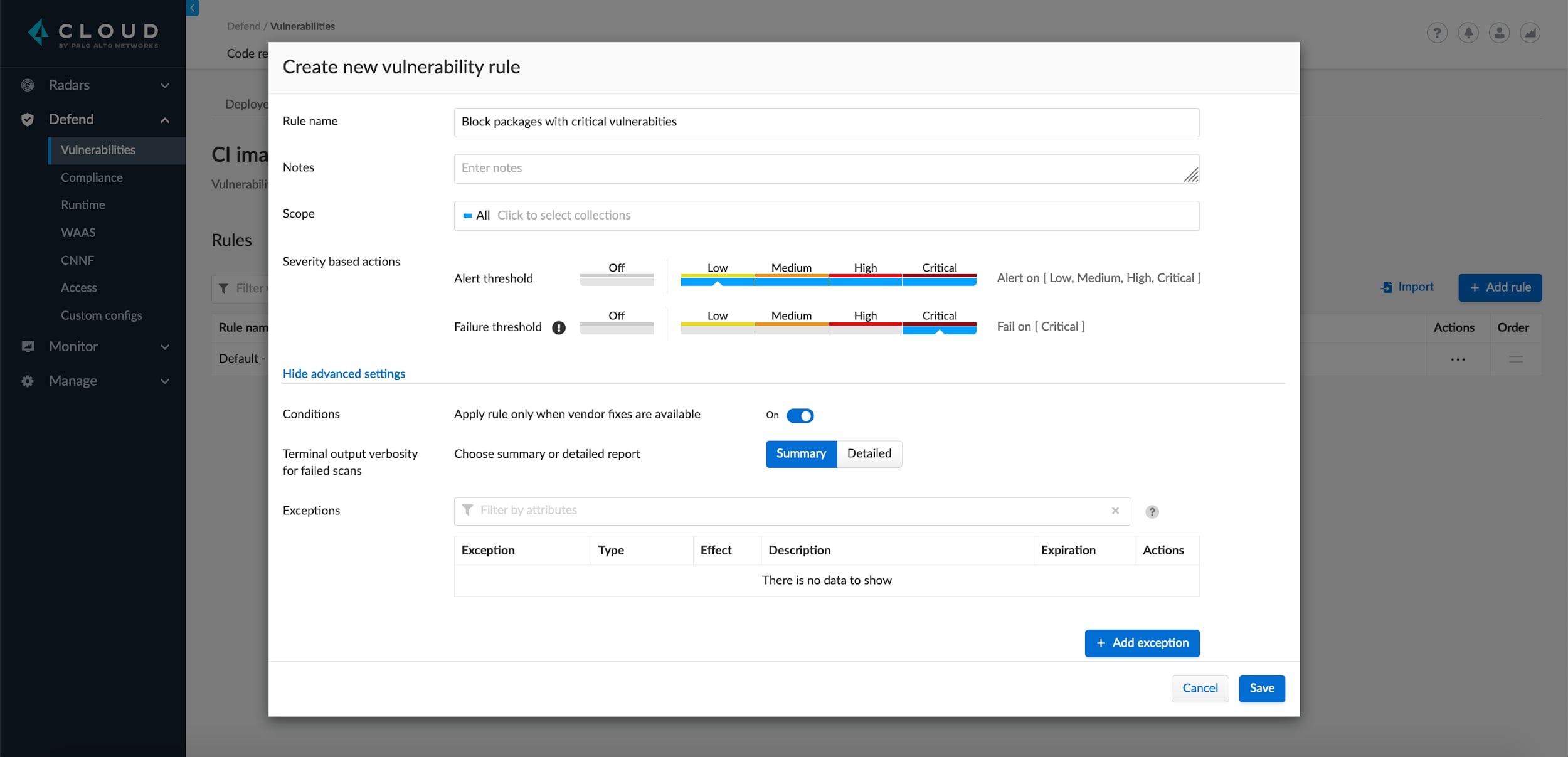 Adding guardrails to block critically vulnerable packages with vendor fixes