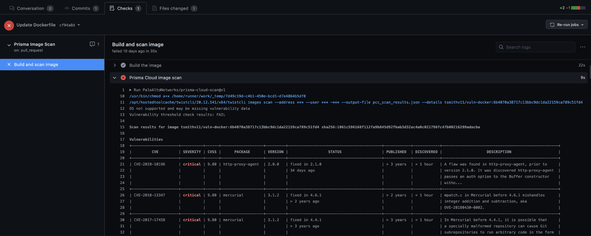 Output in the GitHub workflow log