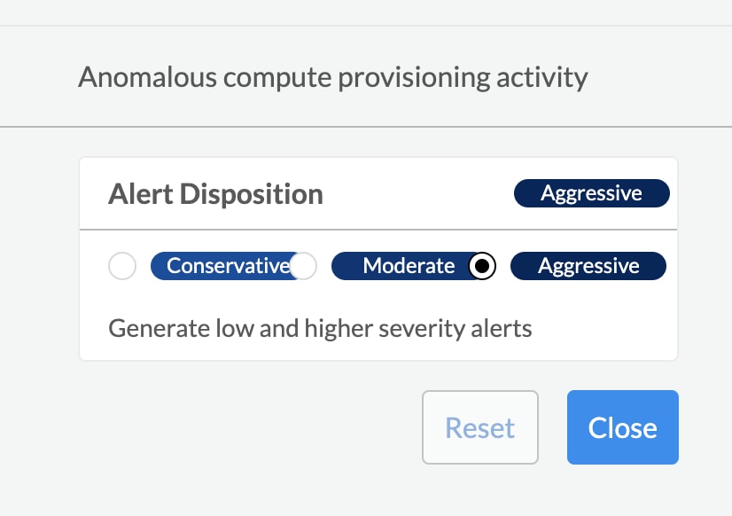 Alert disposition options as they appear in Prisma Cloud