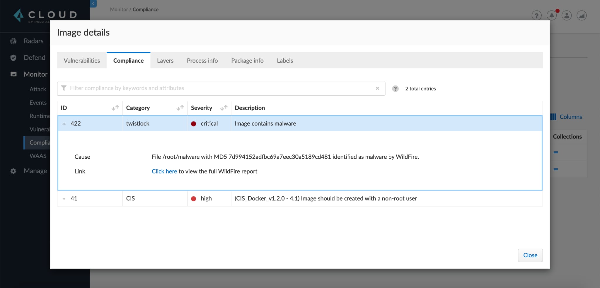 WildFire based malware detection integrated into the CI pipelines