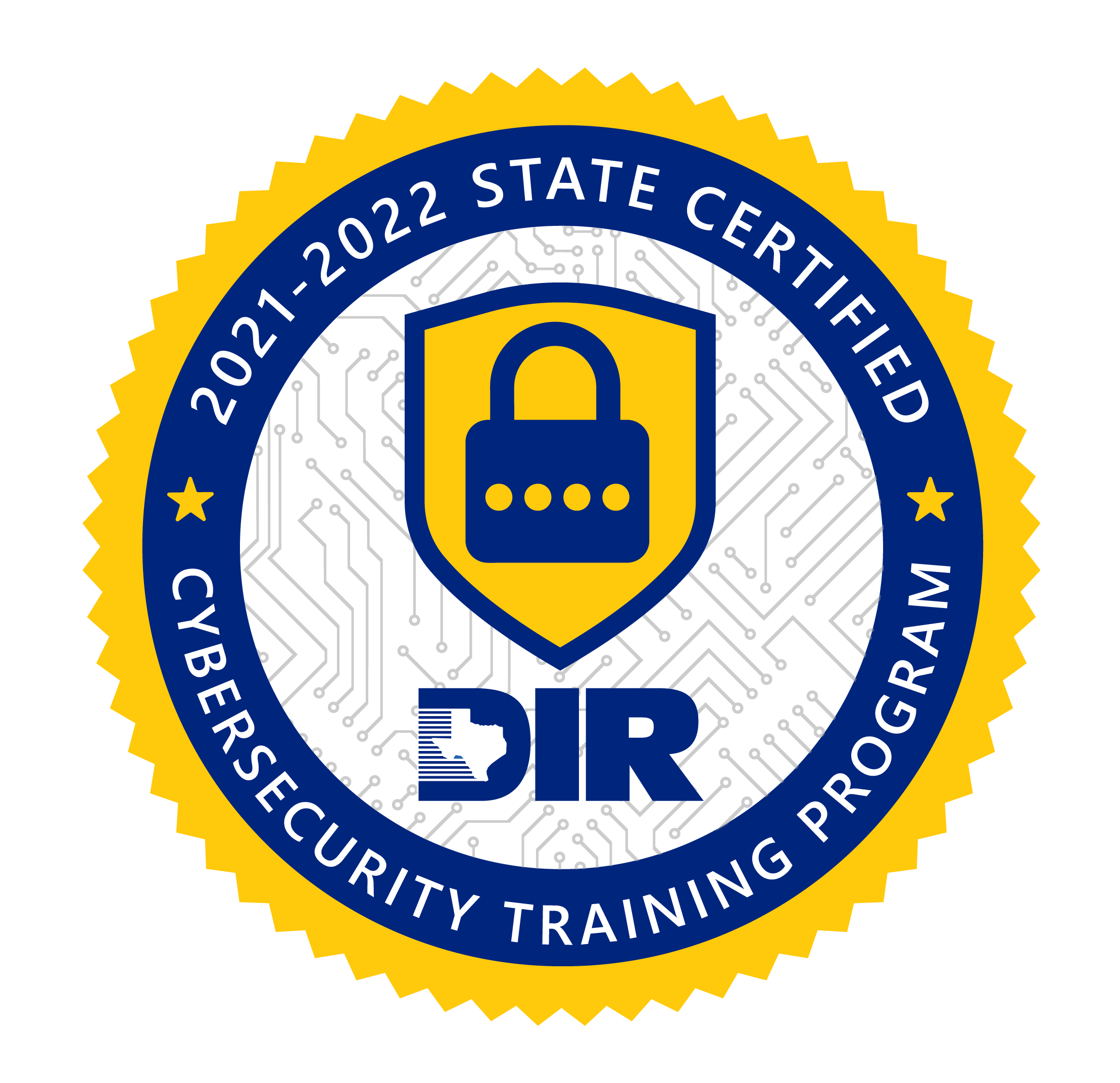 DIR cybersecurity training certification seal.