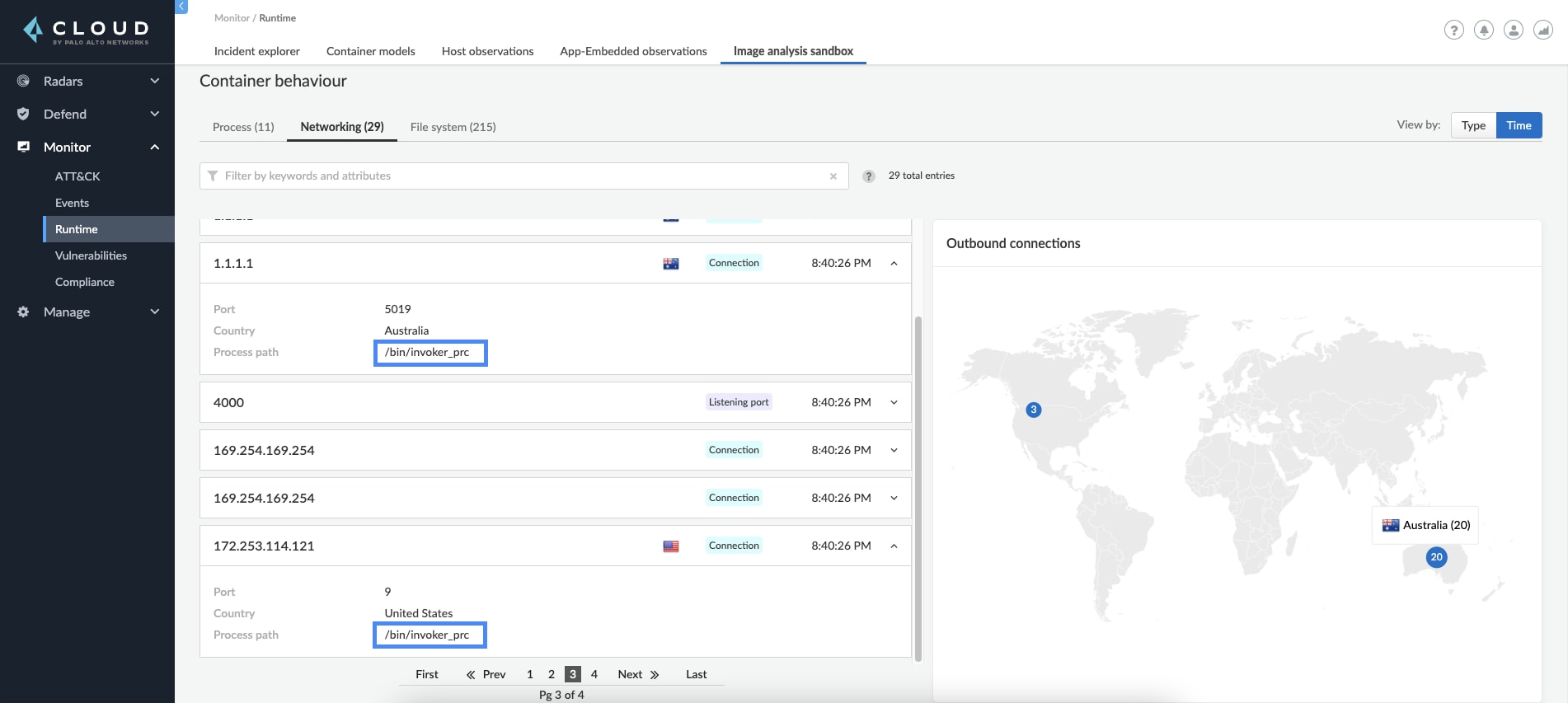 Detailed view of image analysis network connectivity map