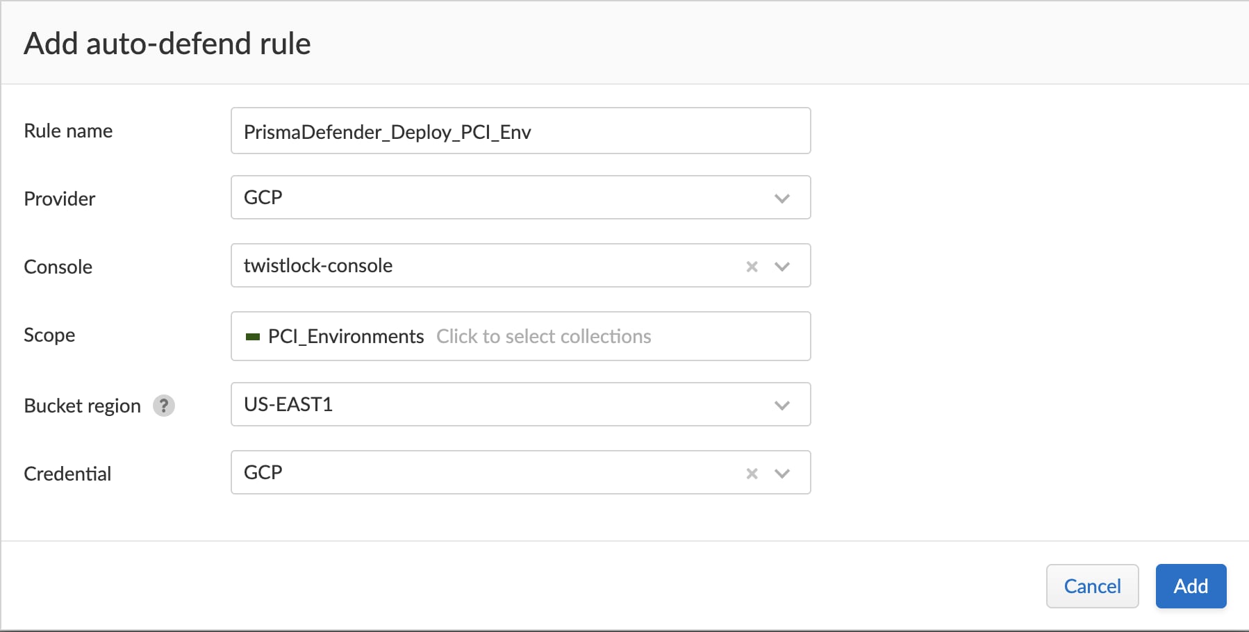 Auto Defend rule for Google Cloud unprotected Compute Engine Instances