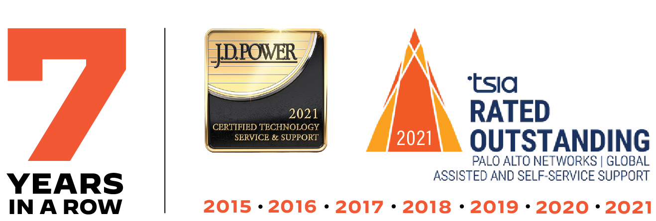 J.D. Power and TSIA rate Palo Alto Networks with outstanding service seven years in a row.