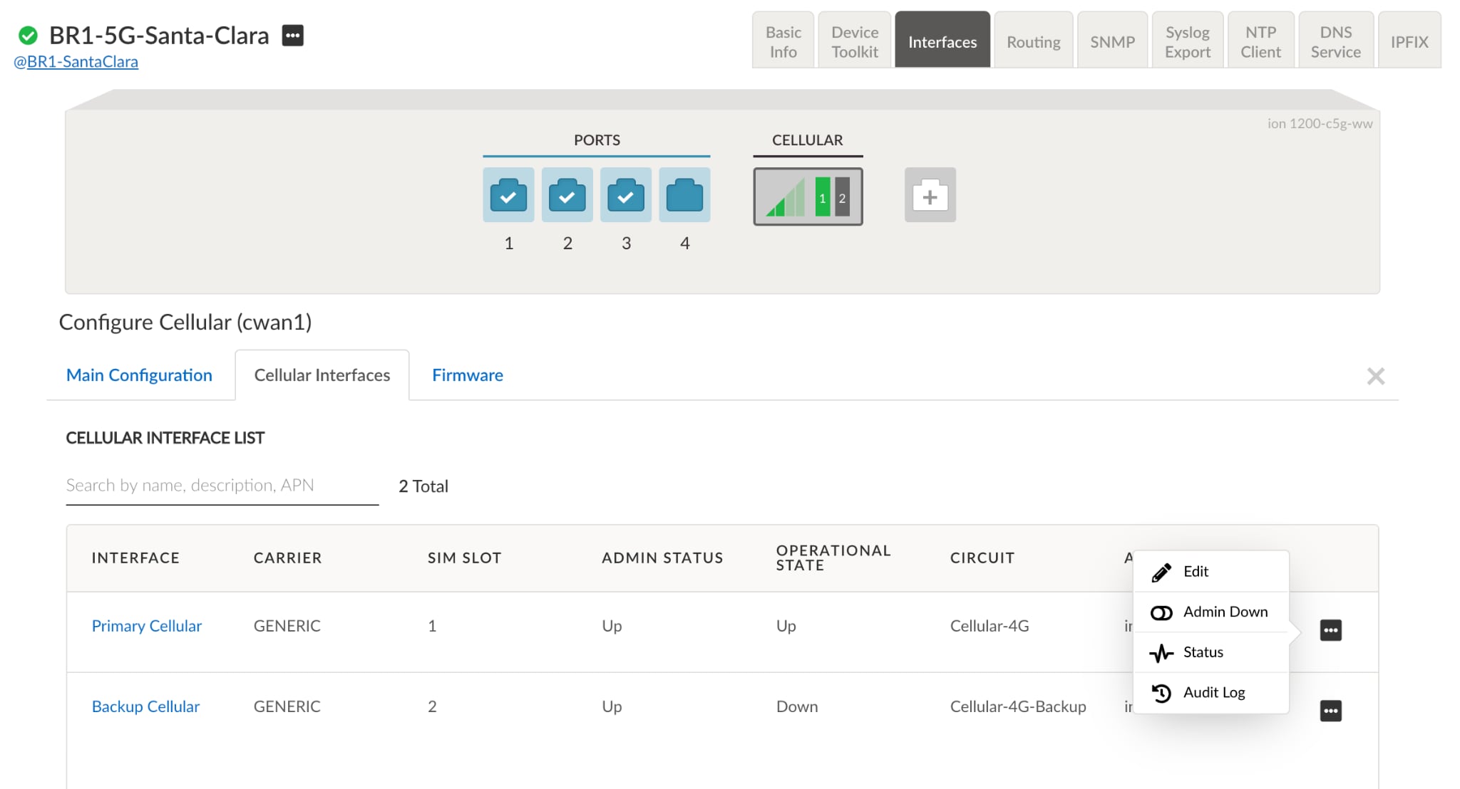 Cellular link configuration