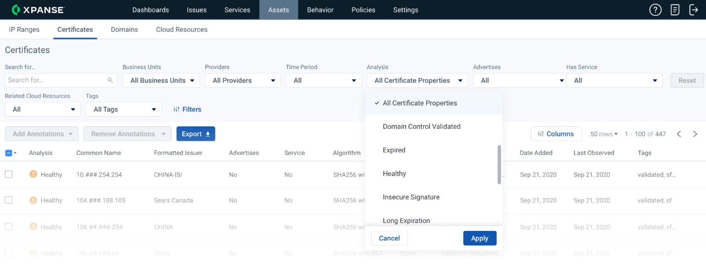 Screenshot of Certificate Management inside Expander