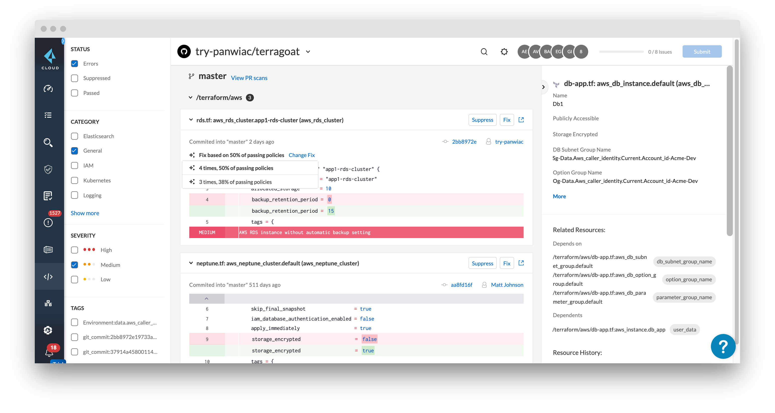 Smart Fix with multiple options for backup retention days