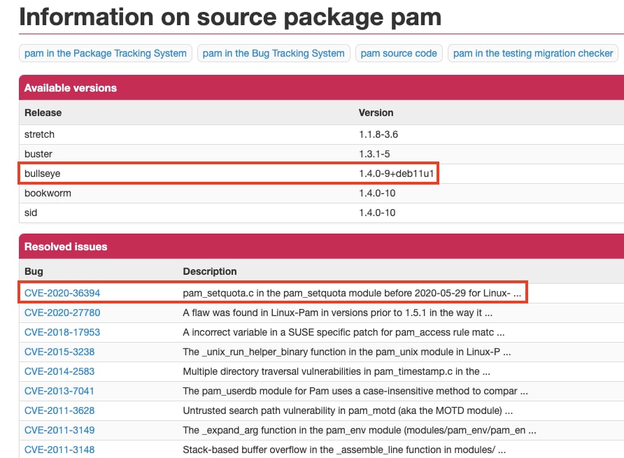 Figure 6. Debian package information