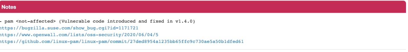 Figure 3. Debian CVE notes