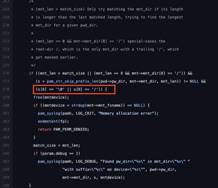 Figure 4. Pam package vulnerable code