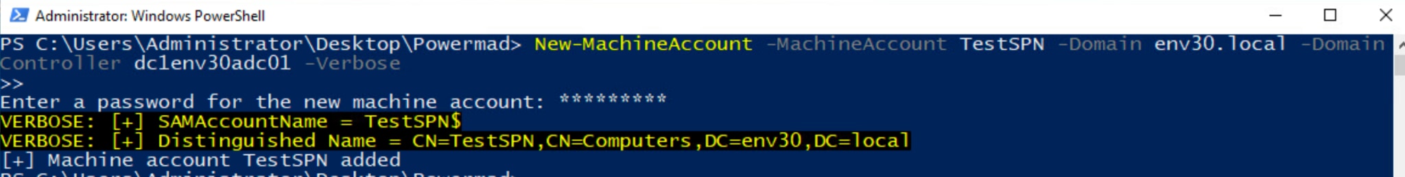 Figure 2. Creating a new computer account in Active Directory (AD)