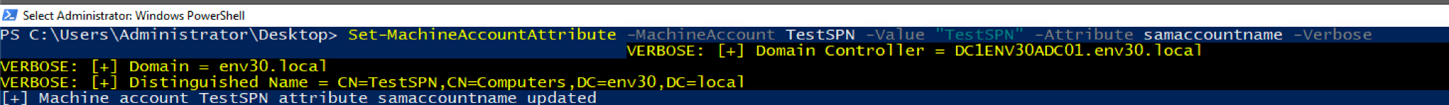 Figure 6. Resetting the sAMAccountName via Powermad