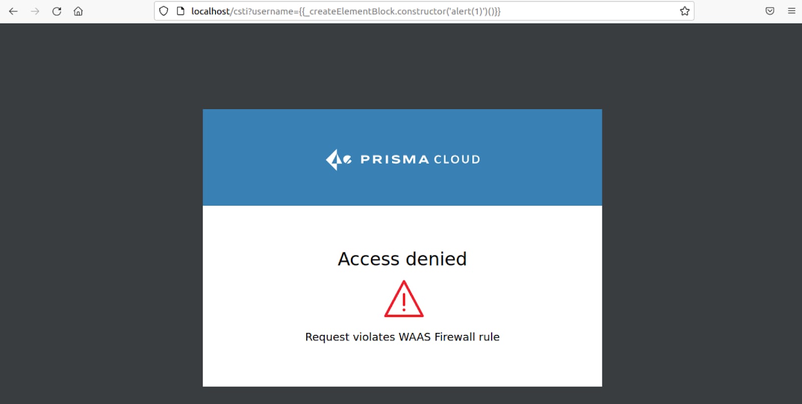 Figure 34. CSTI Successfully blocked