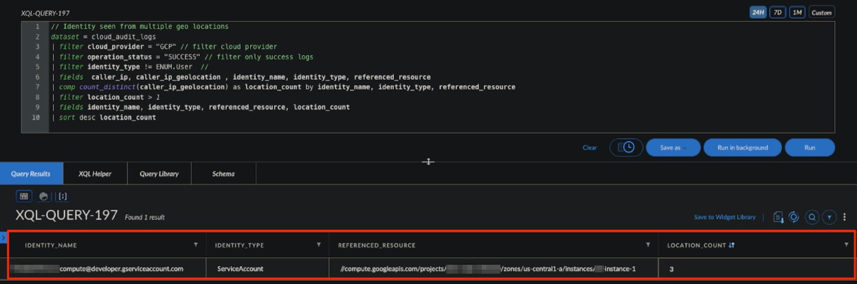 Hunting for cloud identities (non-users) with multiple geolocation activity