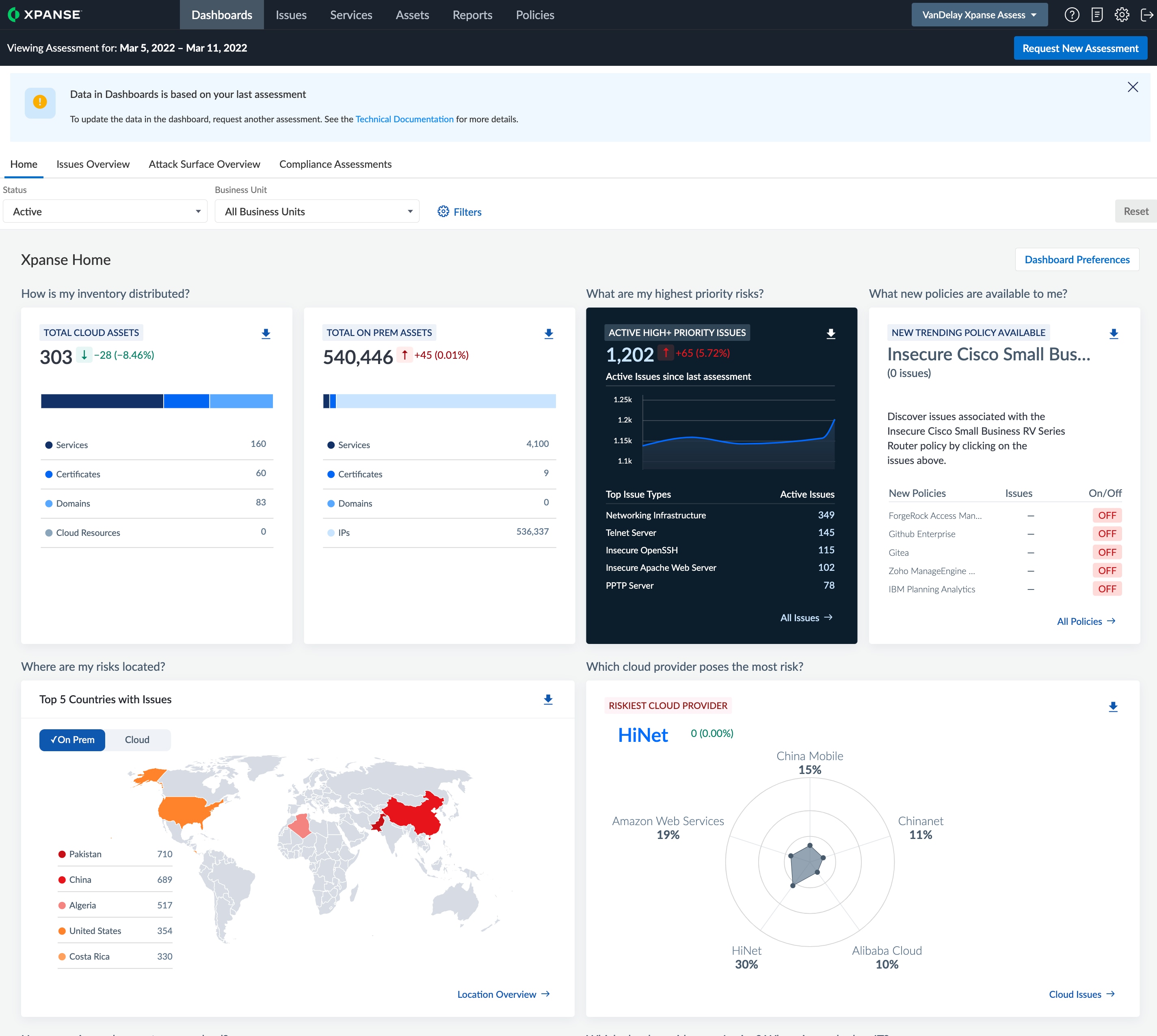 Screenshot of Xpanse home page abilities to provide best in class ASM for SMBs.