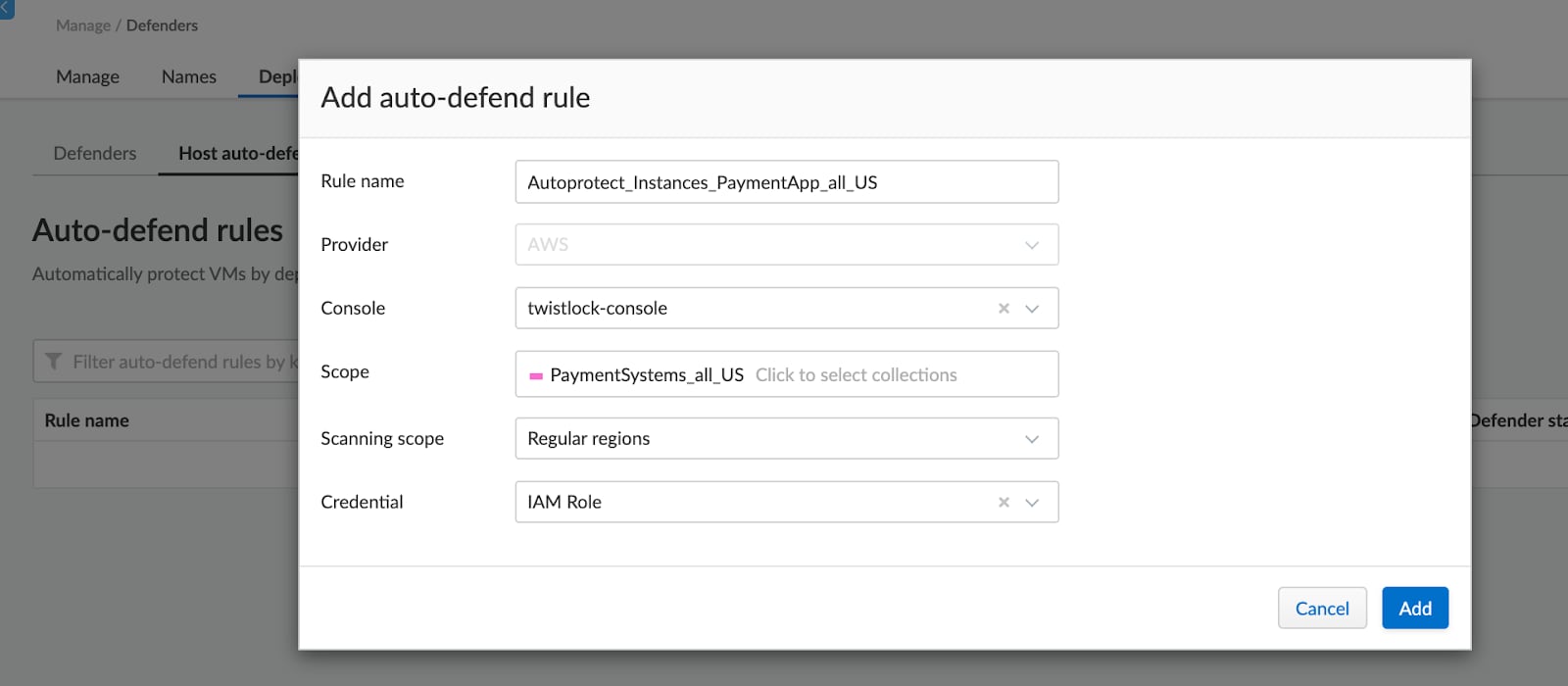 Creating an auto-defend rule