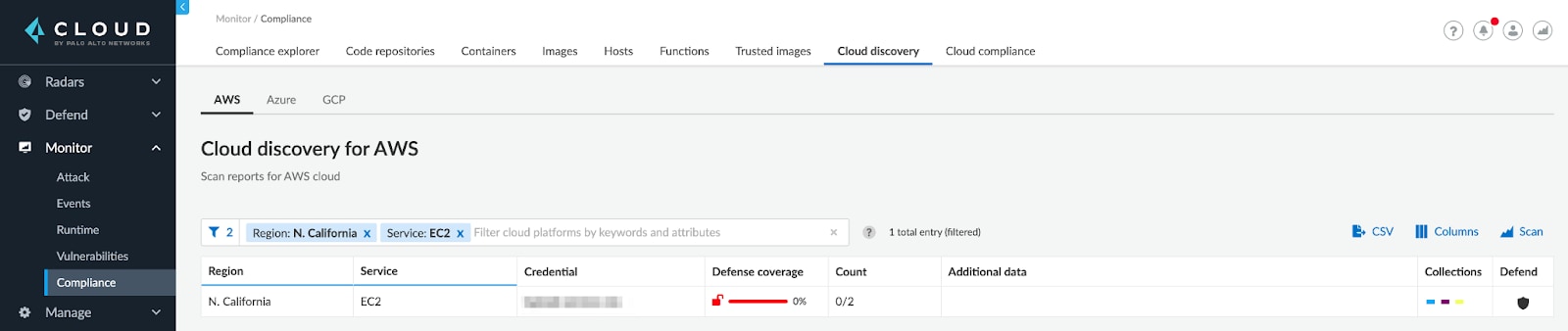Showing unprotected EC2 instances in northern California