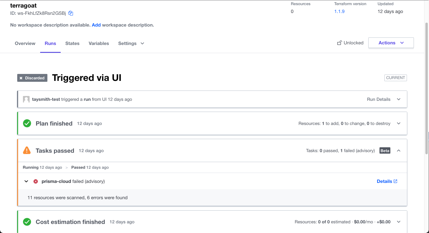 Terraform Cloud with a Prisma Cloud Run Task for Policy-as-Code