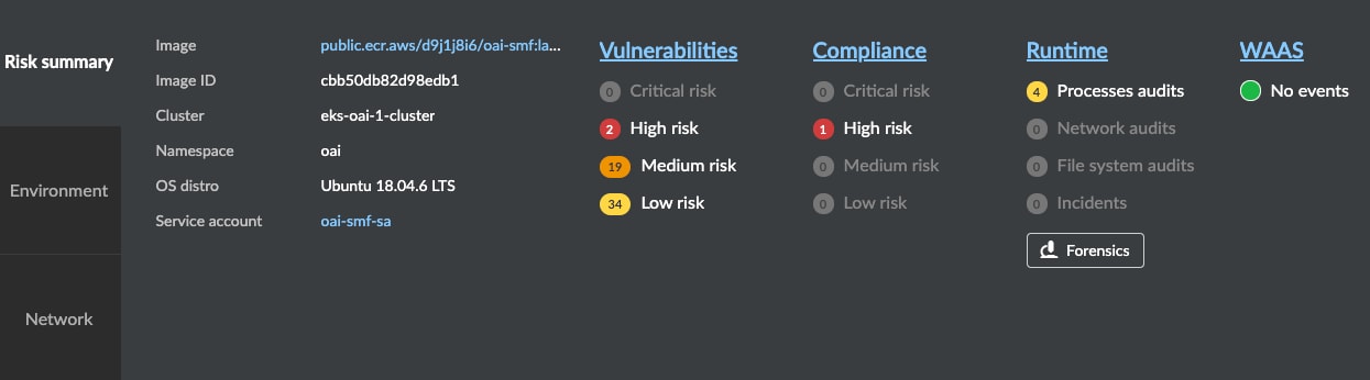 Radar view of the container provides a risk summary of the process