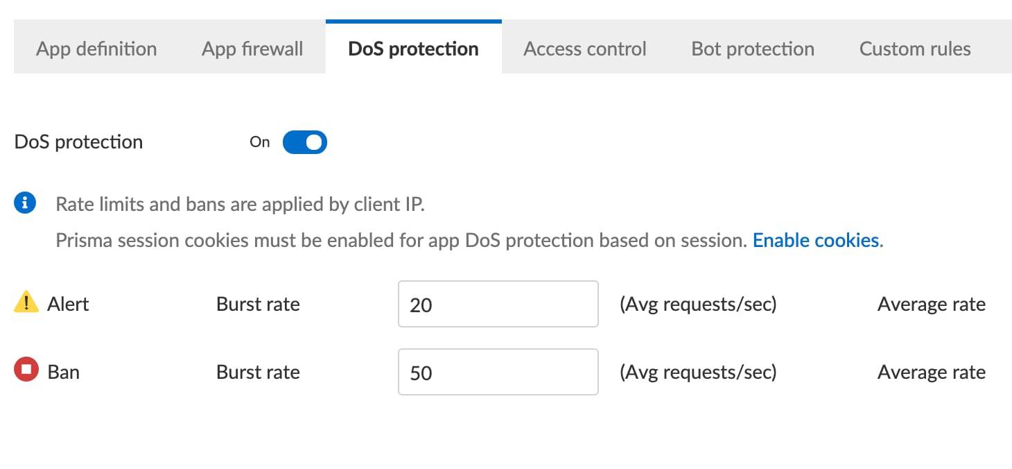 DoS protection ensures the NRF is not overwhelmed with malicious or misbehaving containers running in the cluster