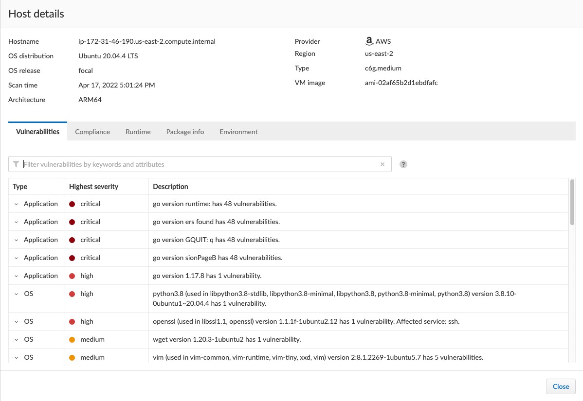 Scanning host with ARM64 Architecture