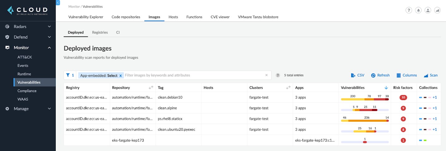 Overview of Vulnerability Scanning for CaaS in Prisma Cloud