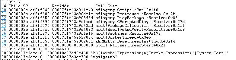 (Figure 5 - malicious args passed by Rootcause::Resolve in msdt.exe)