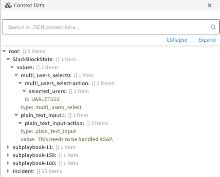 screenshot of context data