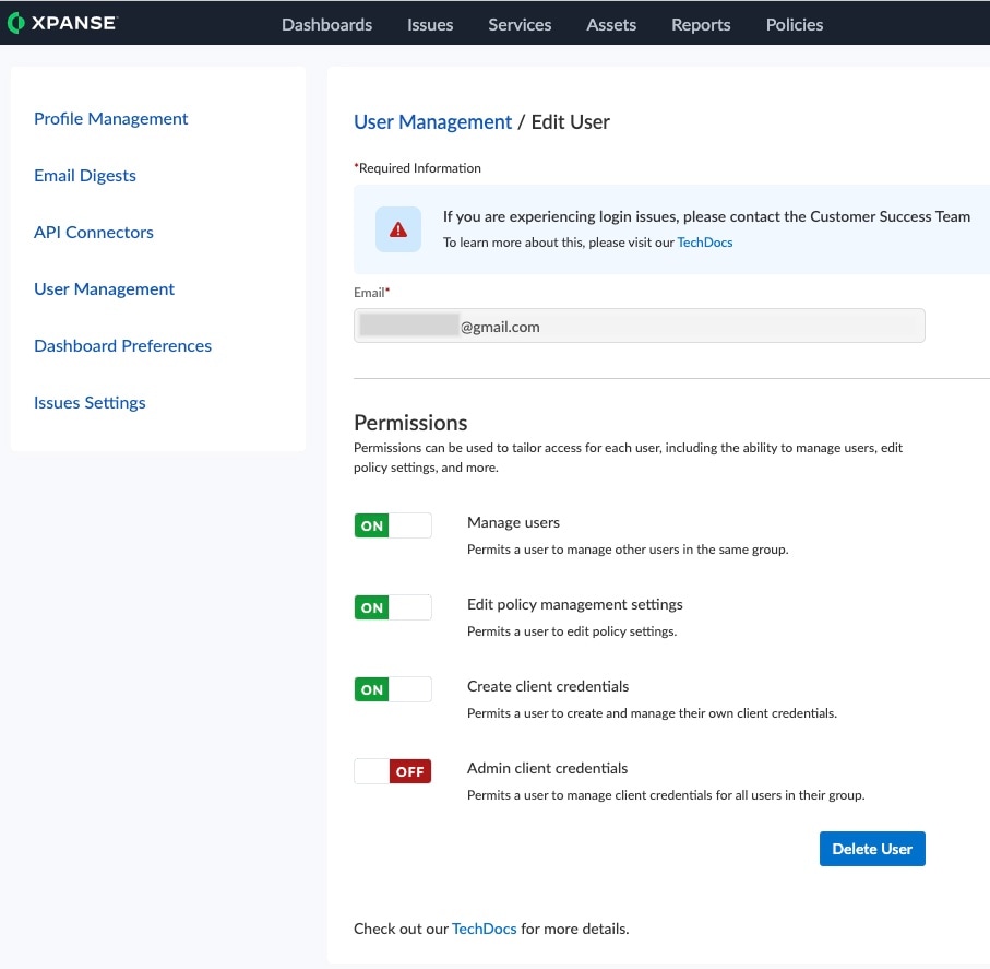 Figure 2: Edit user page