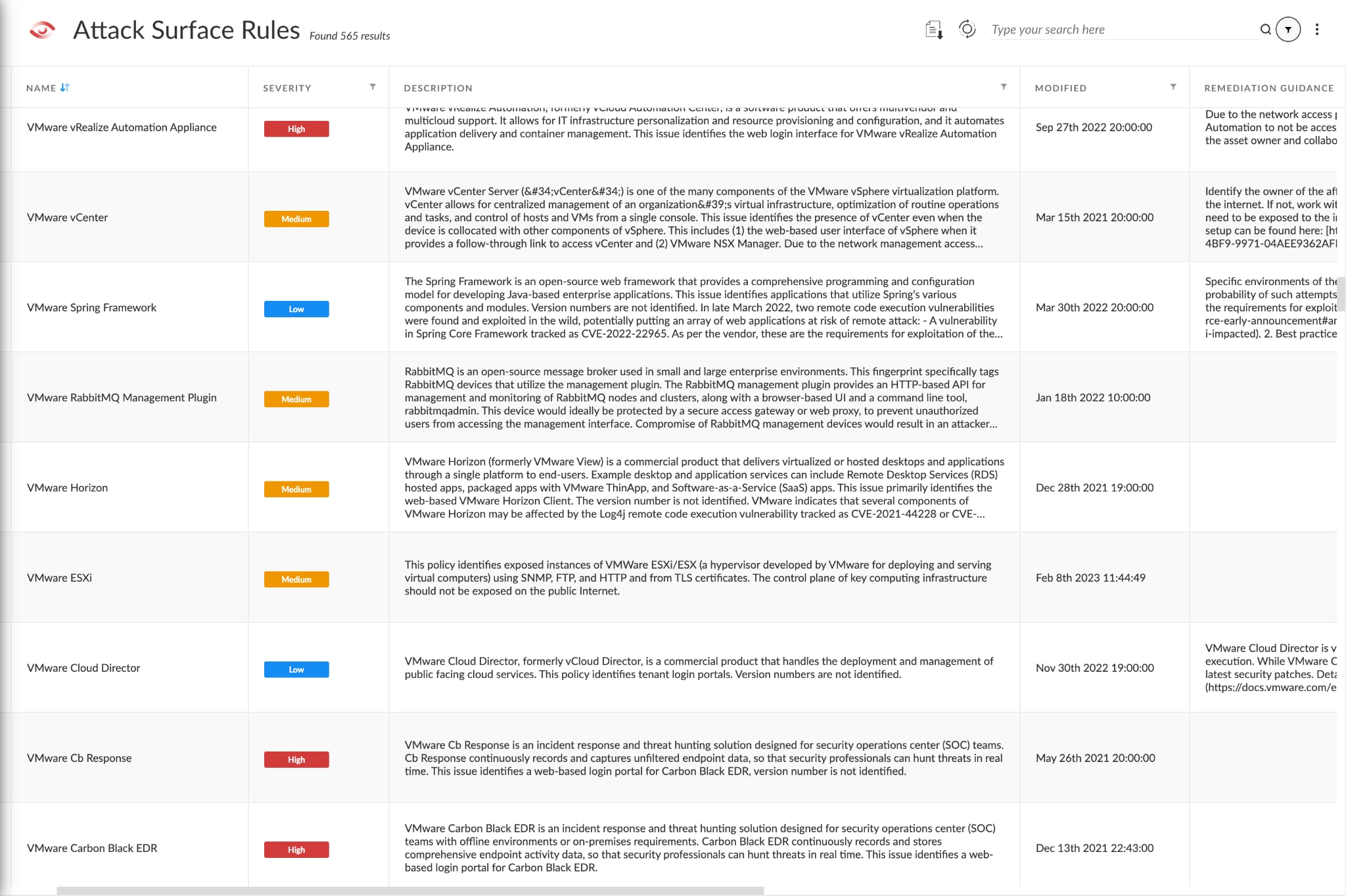 Fig 1: Shows a sample of some of our VMware policies. We are watching for nearly 50 different servers across VMware, Citrix, and Oracle alone.