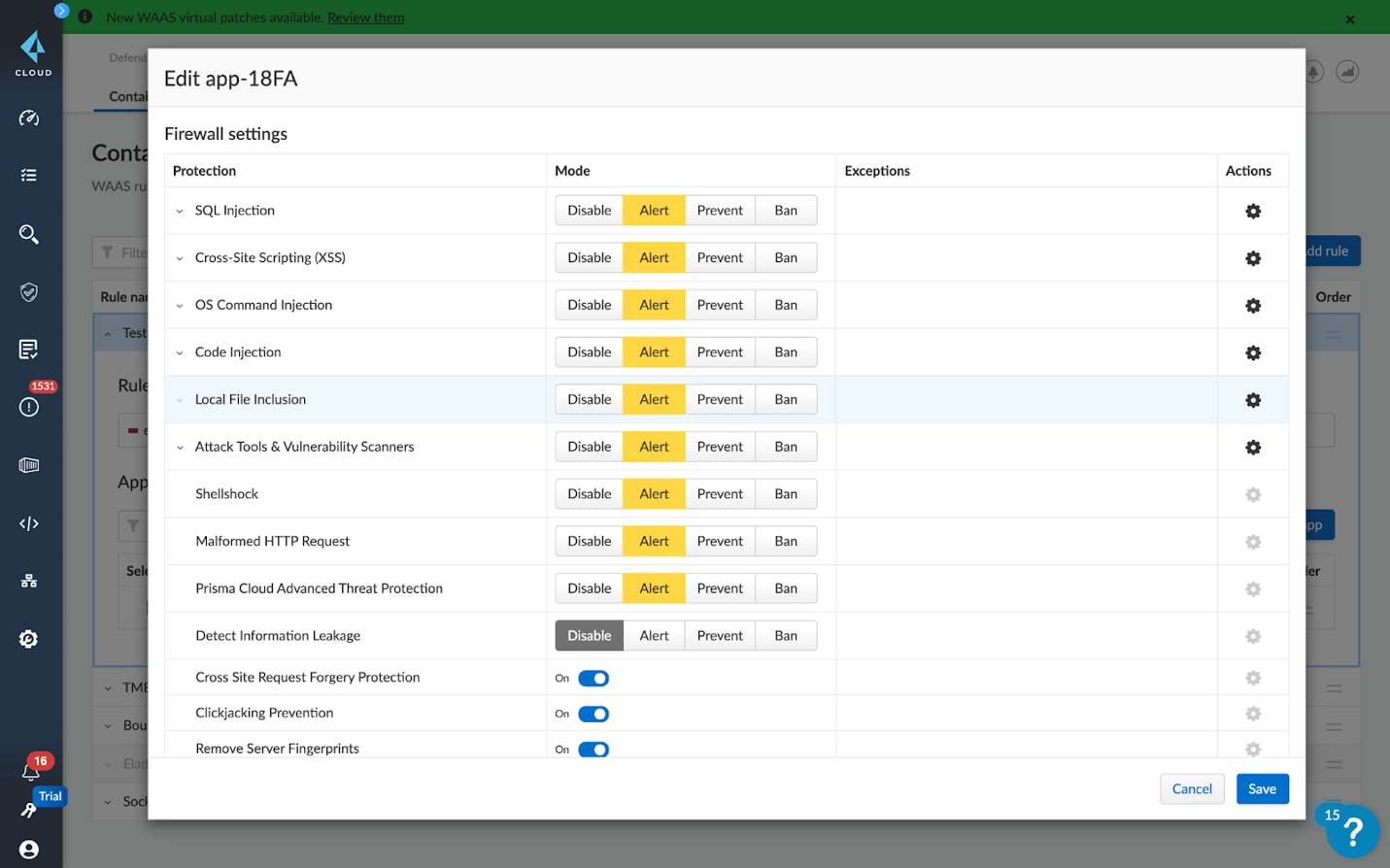 App Firewall within WAAS