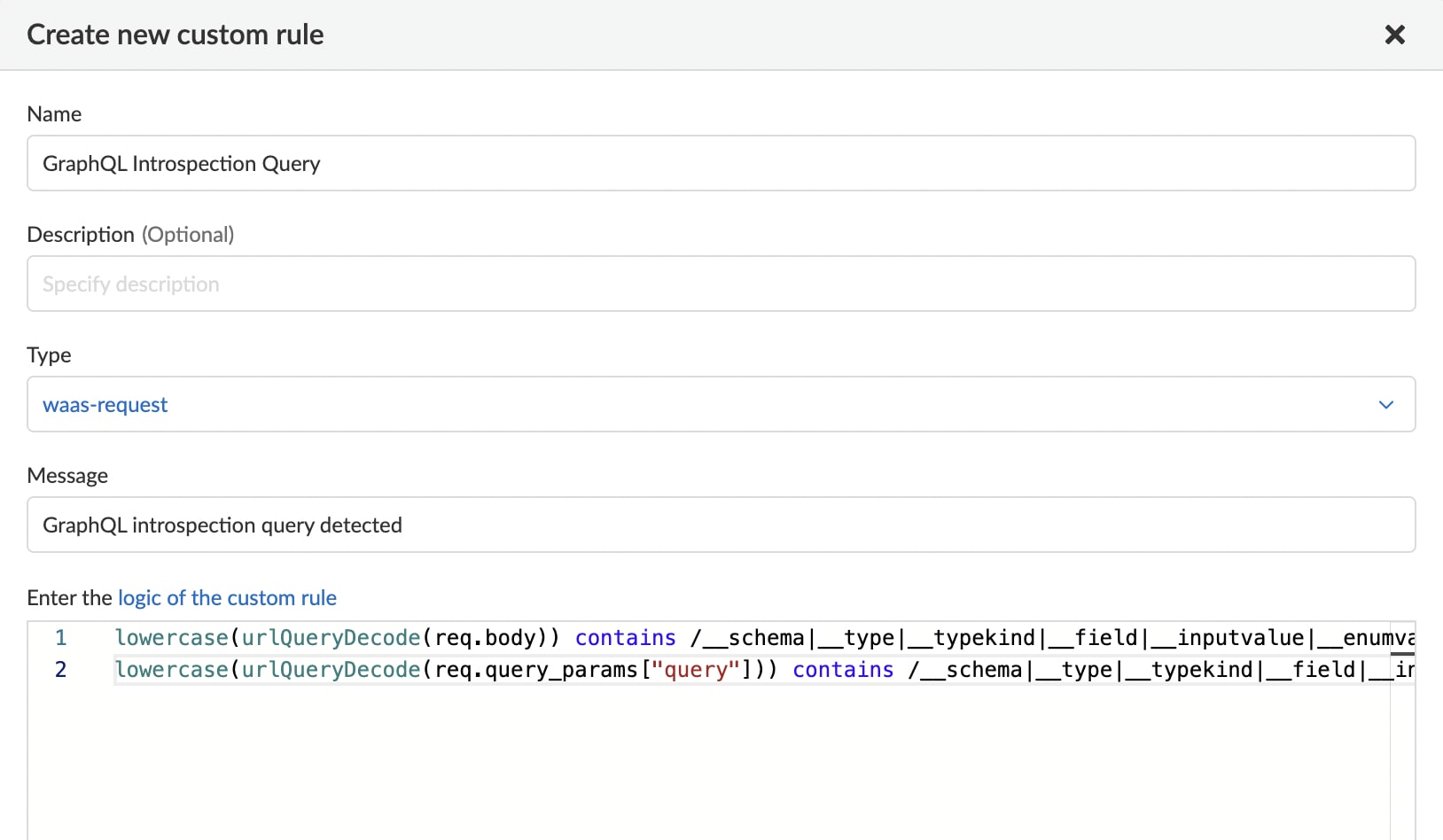 Figure 1. Applying GraphQL introspection rule