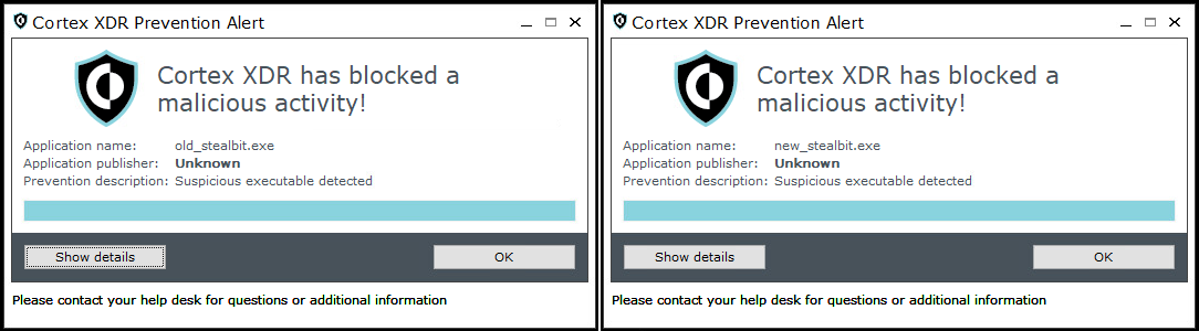 Figure 10. End user notification for blocking the StealBit execution